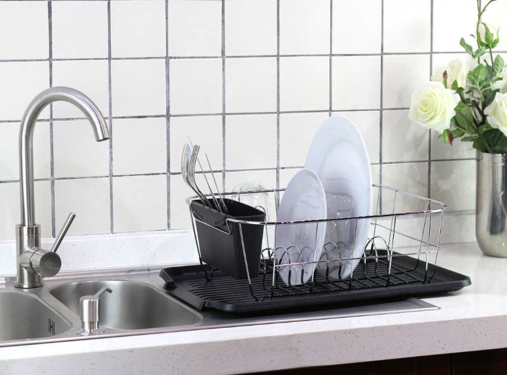 Large Dish Drainer Board, Metallic Silver