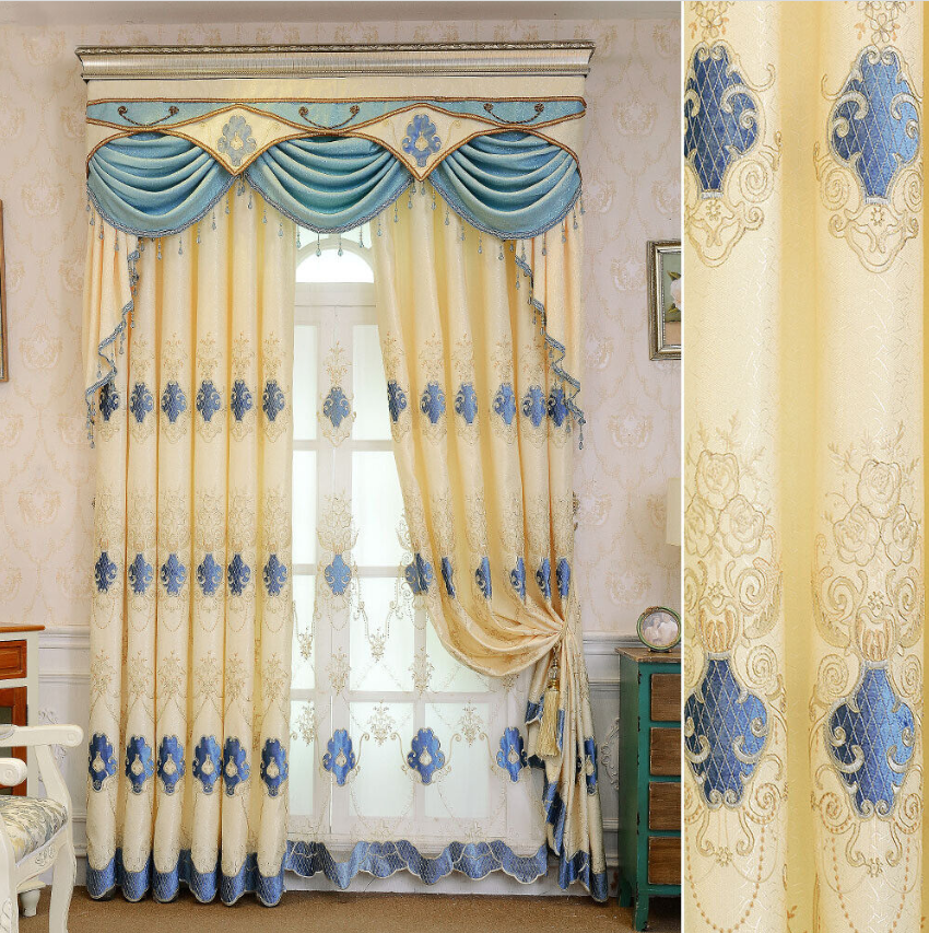 Custom European velvet embroidery shading blackout curtain valance M697