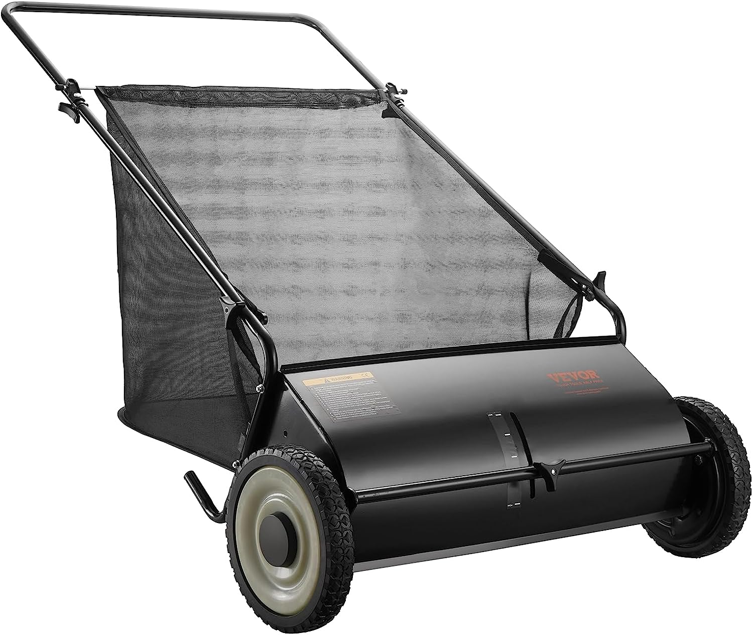 Push Lawn Sweeper, 26 Inch Leaf & Grass Collector, Strong Rubber Wheels & Heavy Duty Thickened Steel Durable to Use with Large Capacity 7 ft³ Mesh Collection Bag, 4 Spinning Brushes