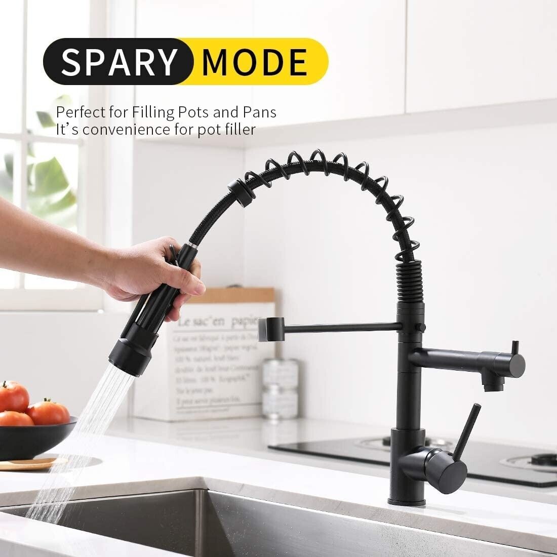 Kitchen Faucet Swivel Single Handle Sink Pull Down Sprayer Mixer Tap Deck Plate